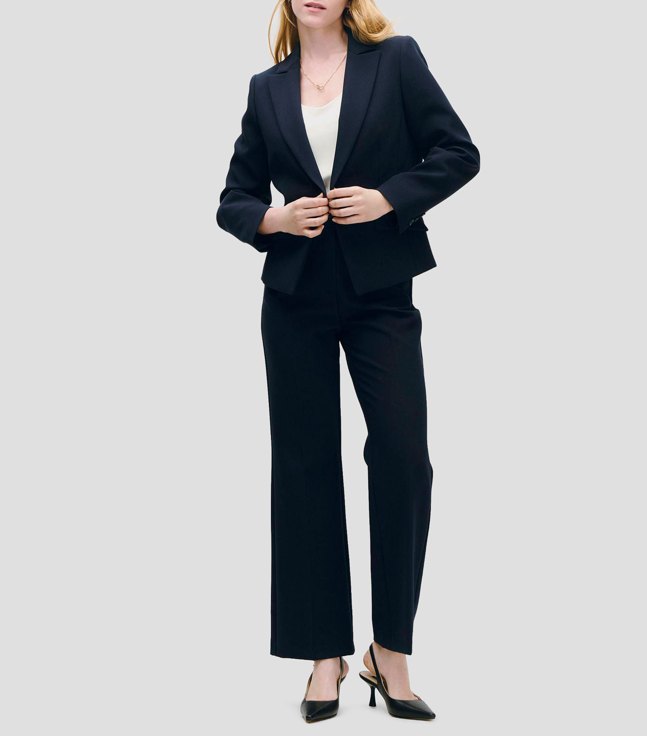 Blazer Azul Marino Corte Francés Solapa de Pico Mujer